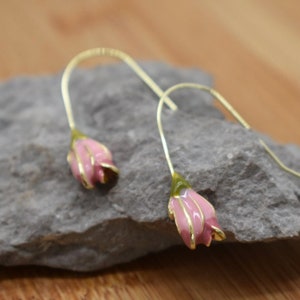 Tulip Earrings Vintage Floral Drop Earrings The Perfect Gift for Her Personalised Gift Tag