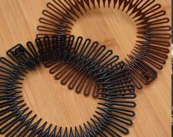 Pack of 2 Flexi Comb Zig Zag Hair Bands, Circular Headband, Circle Comb, Black or Brown, hair comb Barrette