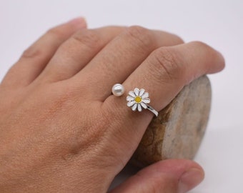 Daisy Anxiety Fidget Ring Adjustable Spinner Worry Meditation Ring ADHD Ring Gift For Her Personalised Gift Tag