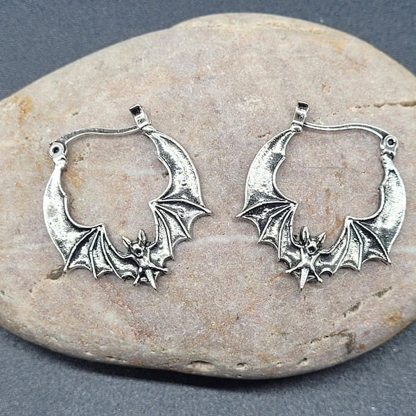 Halloween Bat Hoop Earrings Gothic Earrings Halloween Jewellery