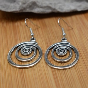 Spiral Hoop Dangle Earrings Silver Round Hook Earrings Personalised Gift Tag image 5