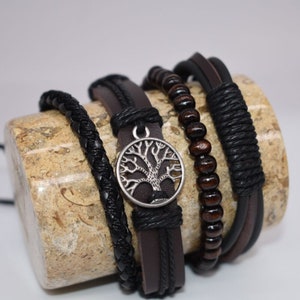 Mens Leather Bracelet Woven Braided Adjustable Brown or Black Gifts for Him image 7