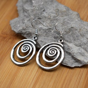 Spiral Hoop Dangle Earrings Silver Round Hook Earrings Personalised Gift Tag image 3
