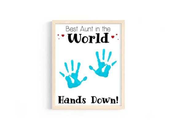 Best Aunt Birthday Gift Handprint Art, Instant Download