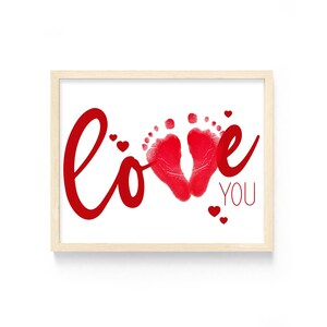 Valentine&#39;s Day Footprint Art, Instant Download Footprint Art, DIY Valentine&#39;s Day Gift, Toddler Footprint Art, DIY Crafts for Kids