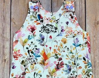 Organic Baby Romper: Watercolor Floral Jumpsuit, Handmade in USA