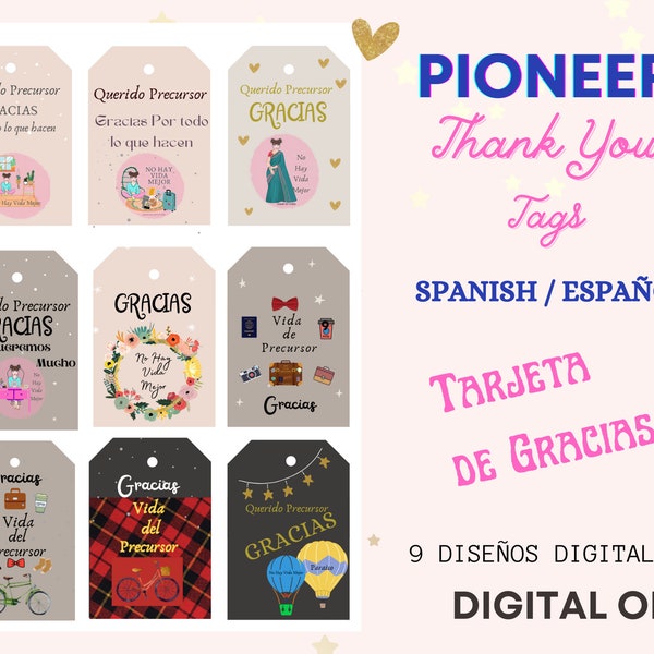 Pioneer Thank You Tag Español ( Tarjeta de Gracias )