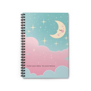 Dreamy Spiral Notebook - | Cute Journal for Students, Gift for Writers, Moon Lovers, Aesthetic