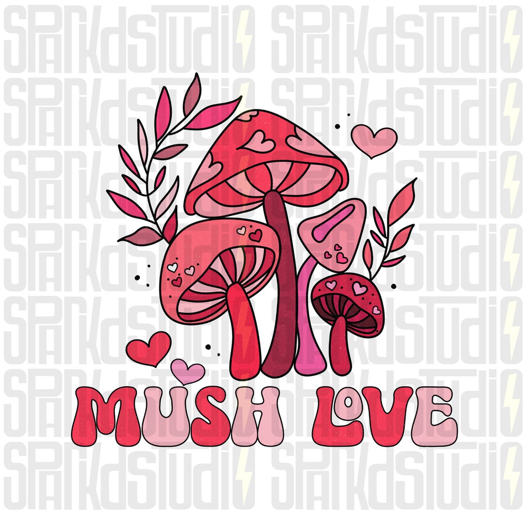 Valentinstag png, Pilz Liebe, Pilze, Cottagecore, groovy, Retro