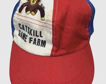 Vintage Catskill Game Farm Kids Baseball Cap Hat with Pocket 52cm 20.5&quot;