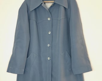 Vintage 1970's Astor One Blue Trench Coat Jacket Women's EUC Sz 18R