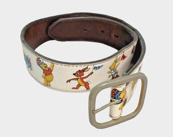 Vintage 1970&#39;s Disney Winnie the Pooh for President Kids Belt Sz L 22&quot; to 24&quot;