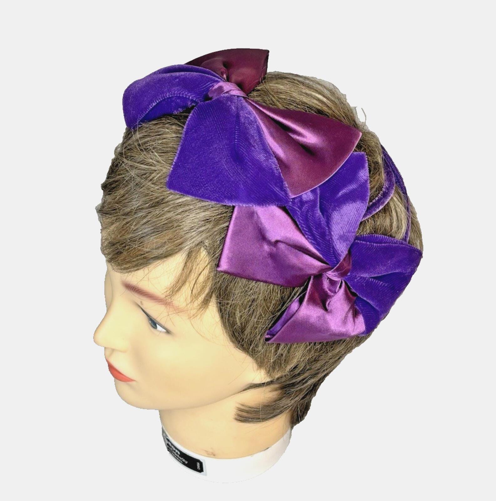 Vintage 1950s Bonwit Teller Therese Ahrens Velvet Hair Bow Comb Pair Retro 8.5” Therese Ahrens - Etsy main image 2