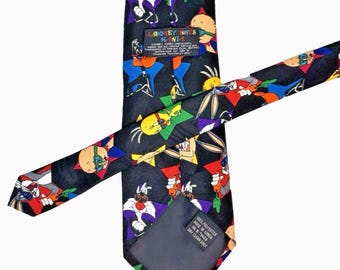 Vintage 1993 Looney Tunes Mania Men's Tie Sylvester Bugs Bunny 4"x58" EUC