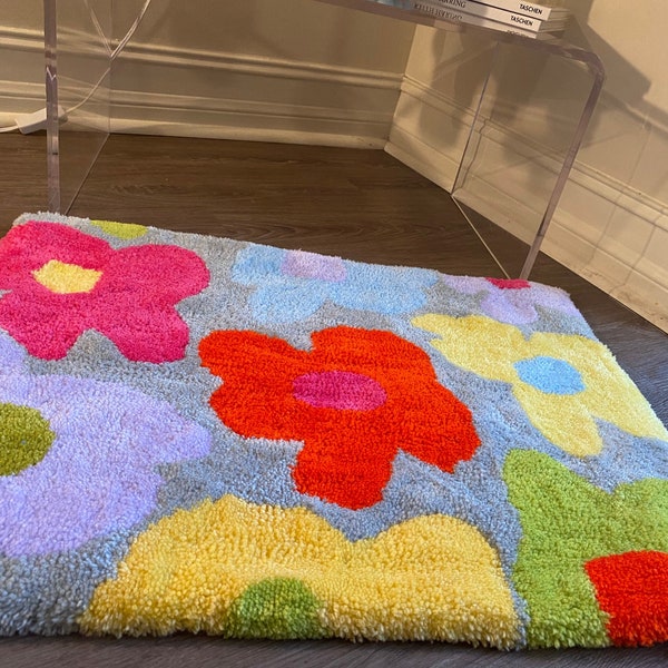 Floral Tufted Rug Etsy