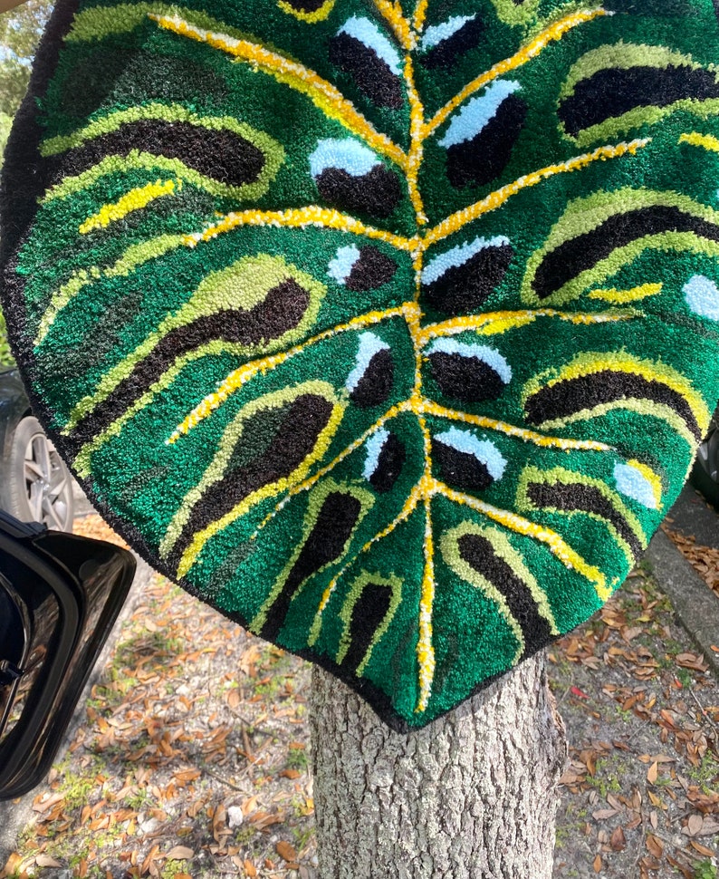 Monstera Leaf Rug , Esthétique végétale , Tapis végétal , Tapis tufté à la main , Fiber Art , image 3