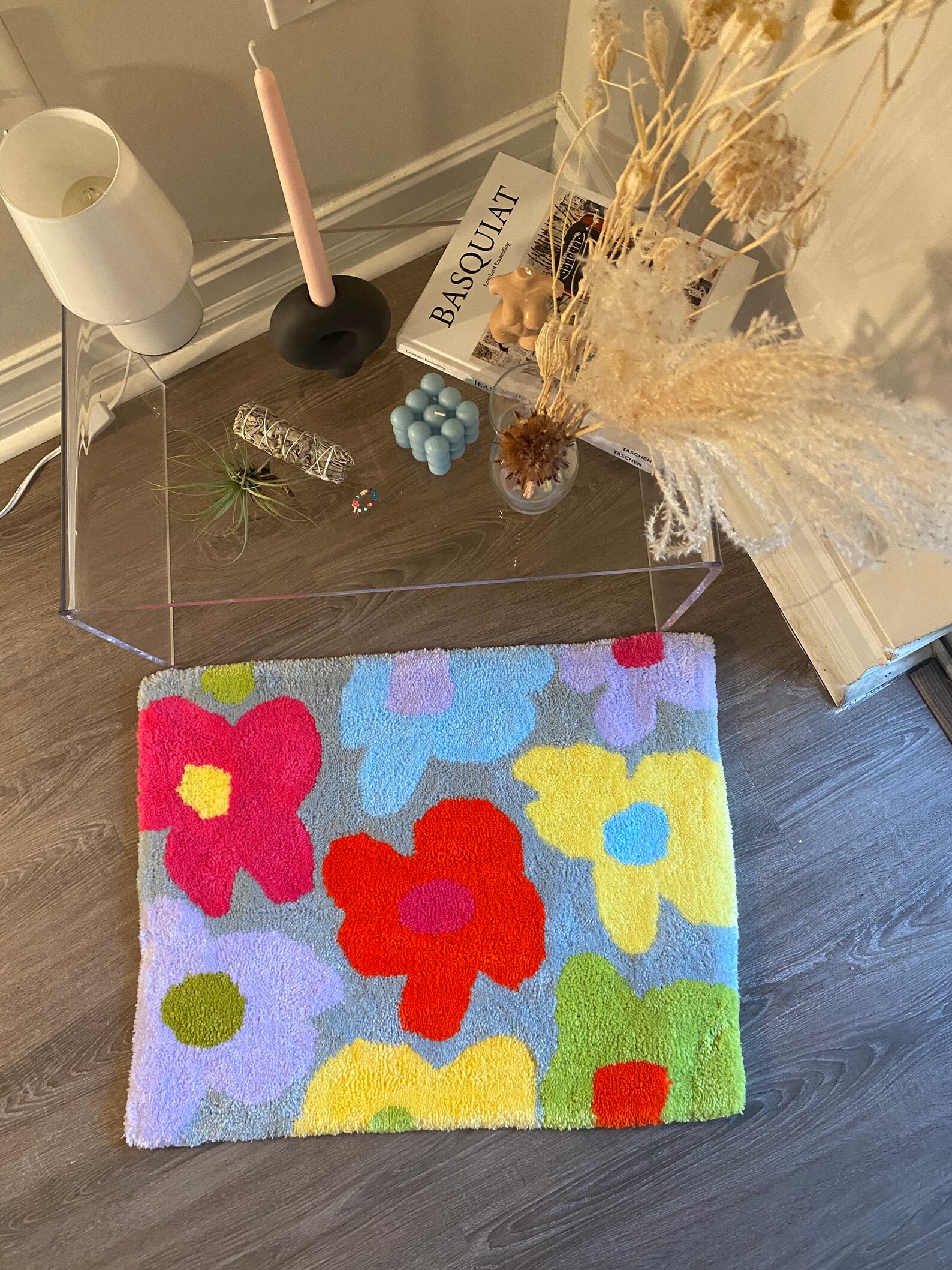 Multicolored Floral Tufted Rug Hand Tufted Daisy Rug Etsy
