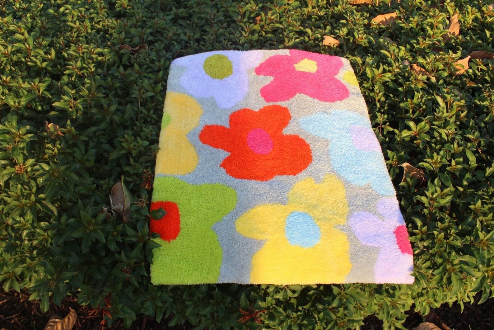 Multicolored Floral Tufted Rug Hand Tufted Daisy Rug Etsy