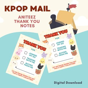 Kpop メール Aniteez 取引/販売/GO への感謝状 Ateez Atiny カード デジタル ダウンロード 印刷可能
