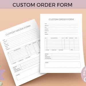 Printable Custom Order Form Template for Small Business Custom Order Form Editable Order Form  for Small Business Printable Order Form