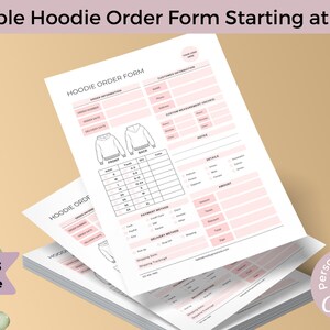 Hoodie Order Form Editable Hoodie Order Form Template Printable Custom Hoodie Order Form Template  Sweatshirt Order Form Printable