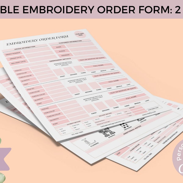 Editable Embroidery Order Form Template for Embroidery Business Order Form for Embroidery Order Form Template Custom Embroidery Order Form