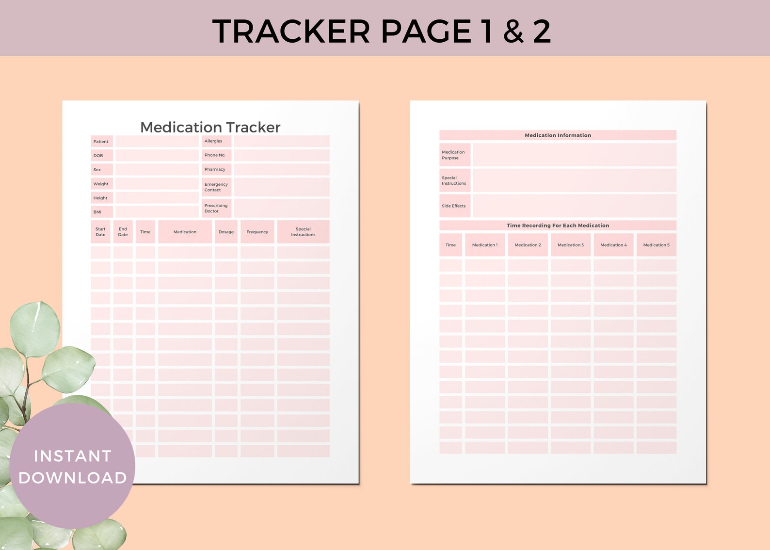 Printable Medication Tracker for Log Daily Medication Tracker Printable ...
