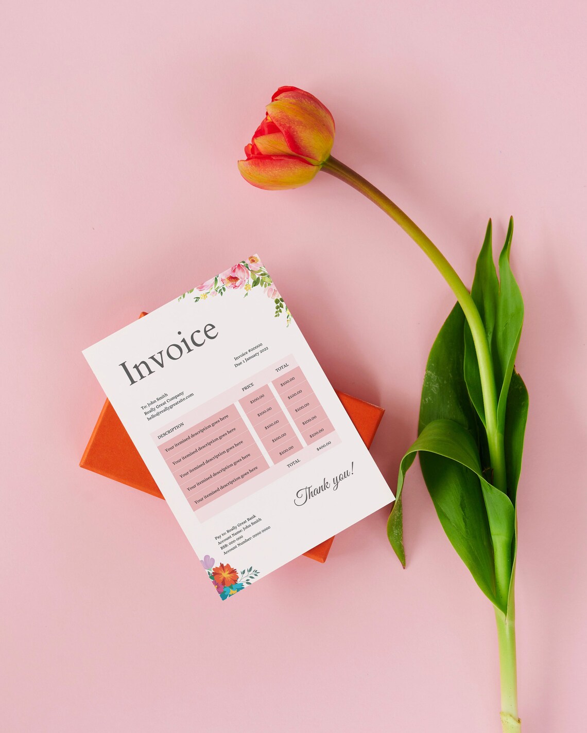 Floral Invoice Template Printable Invoice Custom Order Etsy Floral Invoice Template Printable Invoice Custom Order Etsy