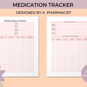Printable Medication Tracker for Log Daily Medication Tracker Printable Medication Editable Medication Log for Prescription Tracker Print