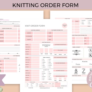 3 Page Editable Knitting Order Form Template for Knitting Business Order Form for Knitting Order Form Template Custom Knitting Order Form