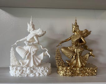 ヴィンテージ手彫り木製彫刻 アプサラダンサー、カンボジア民芸品 (16
