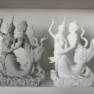 Cambodian Sovan Maccha and Hanuman Statue | Khmer Mythology Art | 3D Printed Collectible