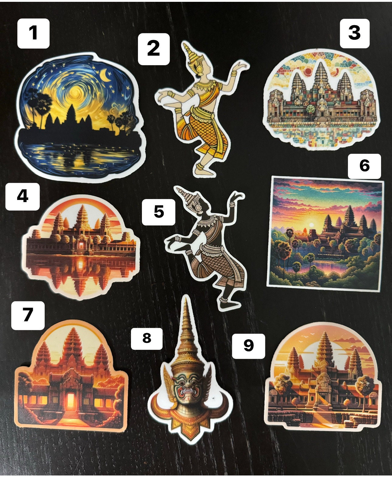 Wat Sticker Cambodian, Khmer, Apsara, Angkor Wat Stickers - Choose 1-10, Vinyl and ...