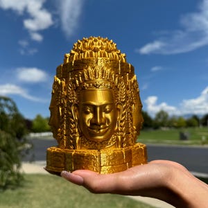 Handcrafted 3D Printed  - Cambodian Four Face Buddha Statue - Bayon Temple Style