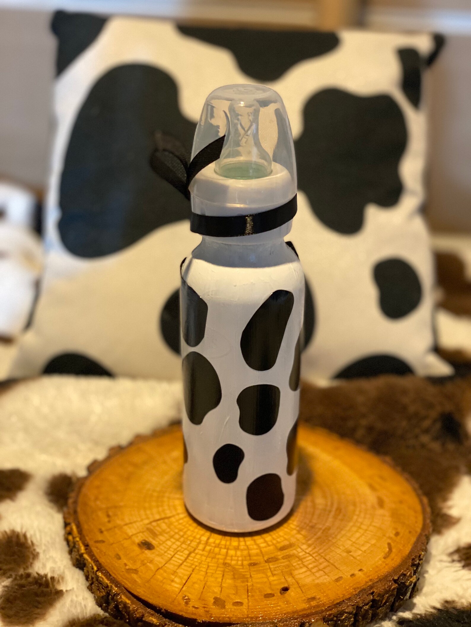 Decorative Cow Print Baby Bottle Etsy UK