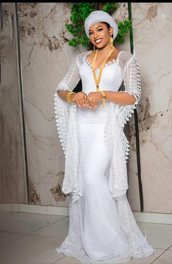 african wedding dresses Unleash Your Inner Queen with Bridal Garden / Outdoor Silk Finish African Bridal Dress: