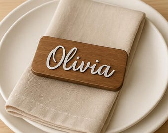 Custom Wooden Name Place Cards- Personalized table Name Tags- Wedding Place Setting Decor- Calligraphy Style- Cricut Cut