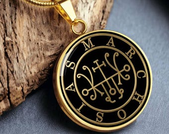 Marchosias Sigil Necklace, Goetia Demon Pendant, Occult Talisman Jewelry, 18k Gold Finish