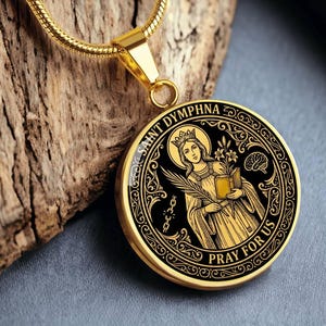 Saint Dymphna Necklace | Patron Saint of Mental Health & Anxiety | Catholic Faith Pendant | Christian Gift