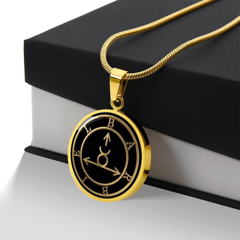 Barbiel Sigil Necklace, Angelic Talisman Pendant, Stainless Steel 18k Gold Finish image 12