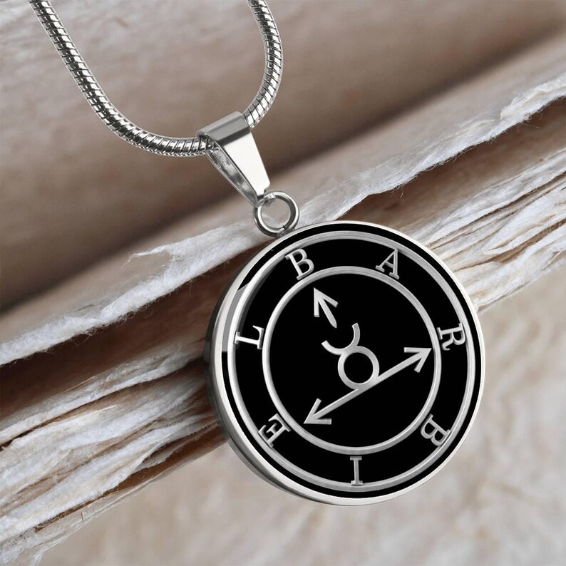 Barbiel Sigil Necklace, Angelic Talisman Pendant, Stainless Steel 18k Gold Finish image 10
