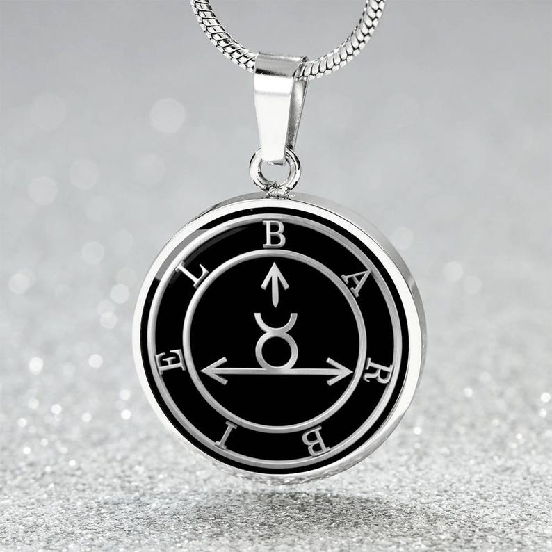 Barbiel Sigil Necklace, Angelic Talisman Pendant, Stainless Steel 18k Gold Finish image 15