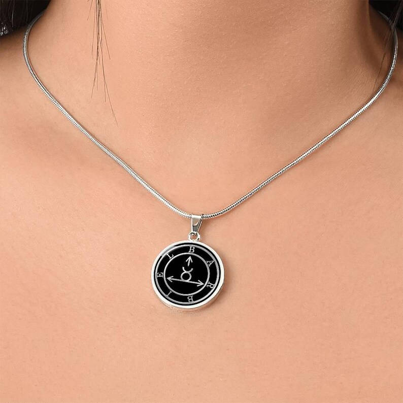 Barbiel Sigil Necklace, Angelic Talisman Pendant, Stainless Steel 18k Gold Finish image 2