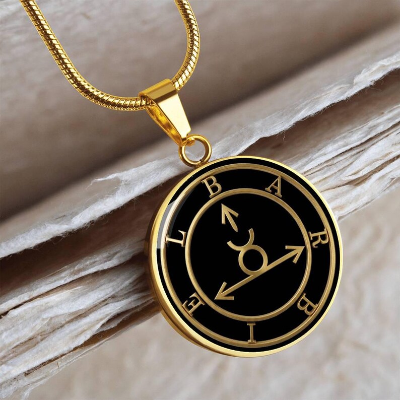 Barbiel Sigil Necklace, Angelic Talisman Pendant, Stainless Steel 18k Gold Finish image 16