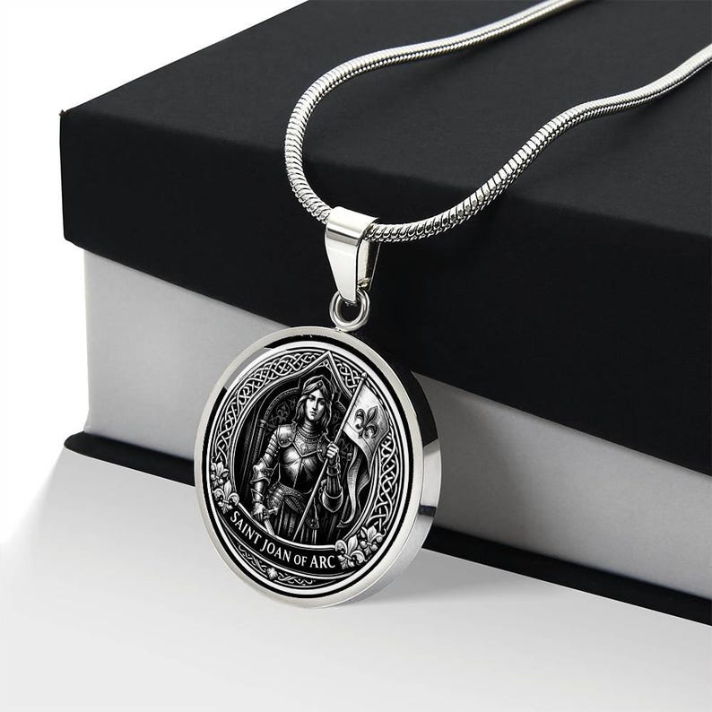 Saint Joan of Arc Pendant Necklace, 18k Gold Finish, Christian Soldier Jewelry image 15