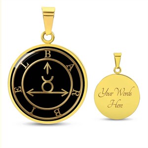 Barbiel Sigil Necklace, Angelic Talisman Pendant, Stainless Steel 18k Gold Finish image 5