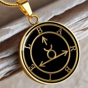 Barbiel Sigil Necklace, Angelic Talisman Pendant, Stainless Steel 18k Gold Finish image 20