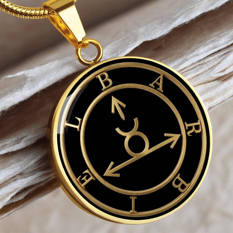 Barbiel Sigil Necklace, Angelic Talisman Pendant, Stainless Steel 18k Gold Finish image 20