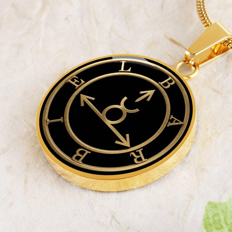 Barbiel Sigil Necklace, Angelic Talisman Pendant, Stainless Steel 18k Gold Finish image 14