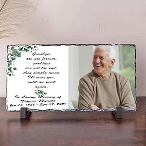 Personalized memorial photo plaque, Picture Frame Personalized, Goodbyes are not forever, In Loving Memory Gift, photo memorial keepsake